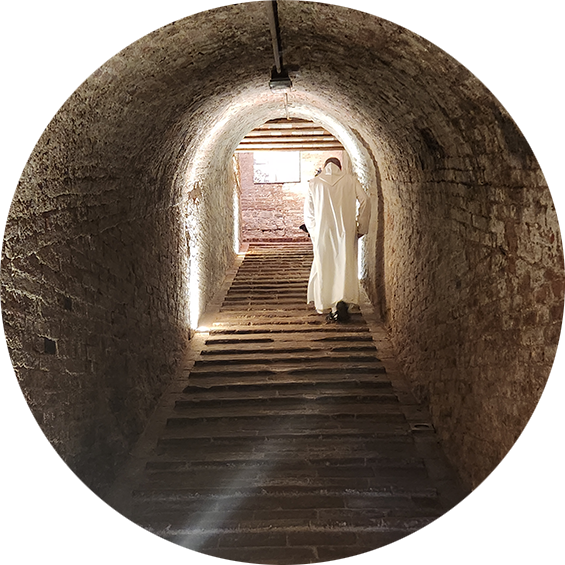 A foggy hillside with Cross in Pecos, New Mexico